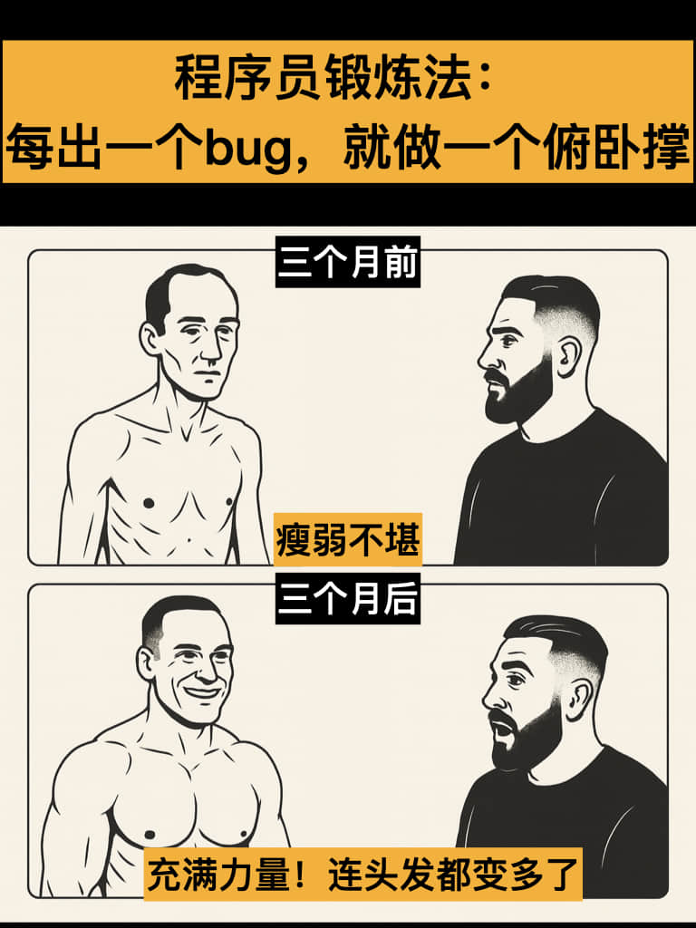 程序员锻炼法:每出一个bug就做一个俯卧撑
